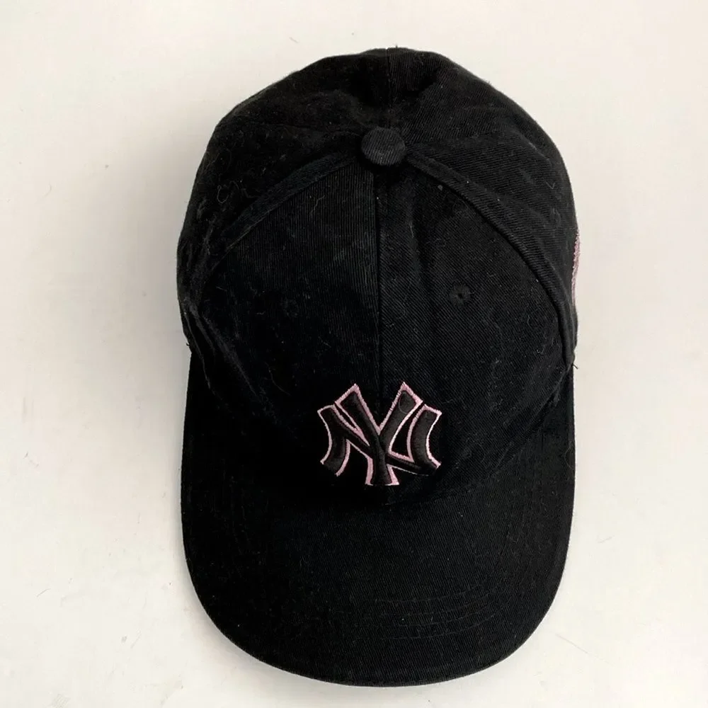 Black and Pink Youth and Women NY Cap One Size Adjustable Sporty Casual Street